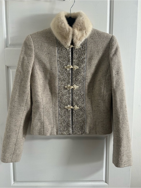 Jodi Jackets & Blazers - JODI Wool Alpaca Cashmere Embellished Fur Collar Jacket Size 4